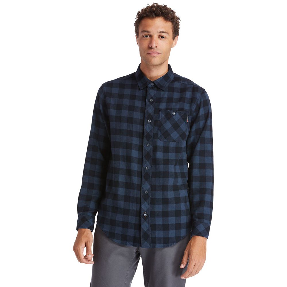 Camisa Timberland Argentina Hombre - Pro® Woodfort Midweight Flannel Work - Azul Marino - BKHYMU-836